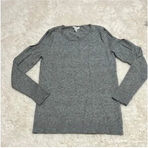 Grey Long Sleeve Cozy Top with Open Shoulder Key Holes